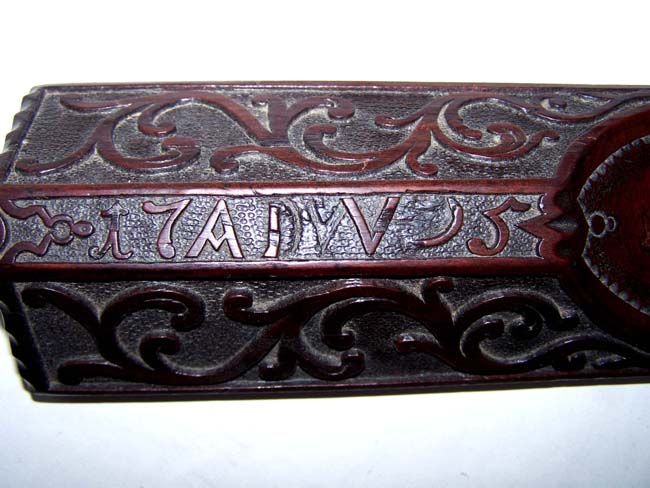 An early 18th century  Dutch Fruitwood Mangle dated 1715 with initials A D W — image 2